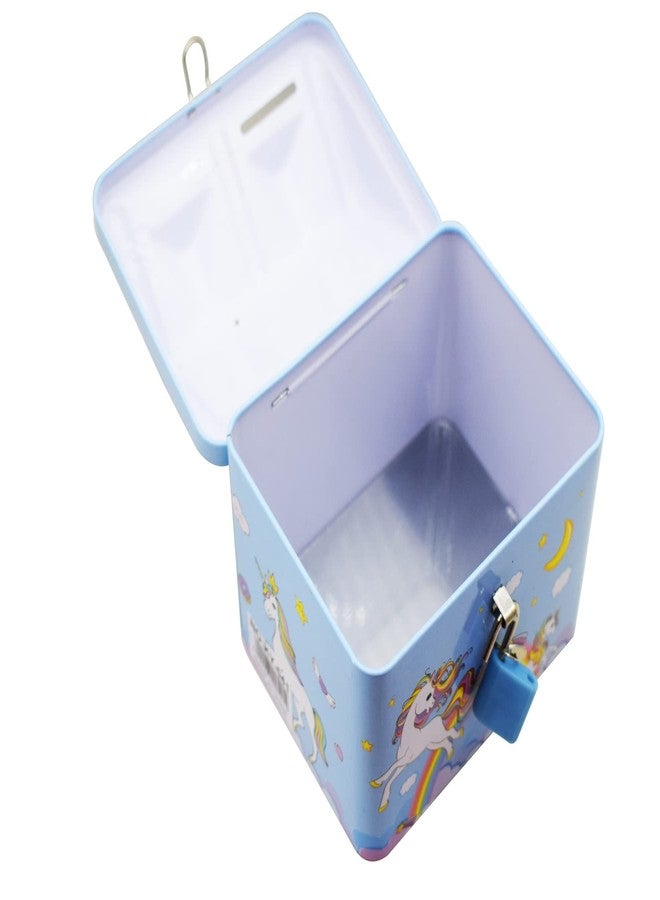 Asera حصالة نقود معدنية على شكل يونيكورن أزرق من أسيرا، مزودة بمفتاح وقفل، لعبة مثالية للأطفال والفتيات كهدية عيد ميلاد أو هدية مميزة. - Image 3